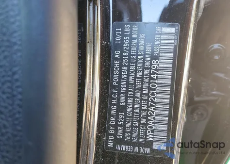 2012 Porsche Panamera 2 from USA, damaged, VIN WP0AA2A72CL014798